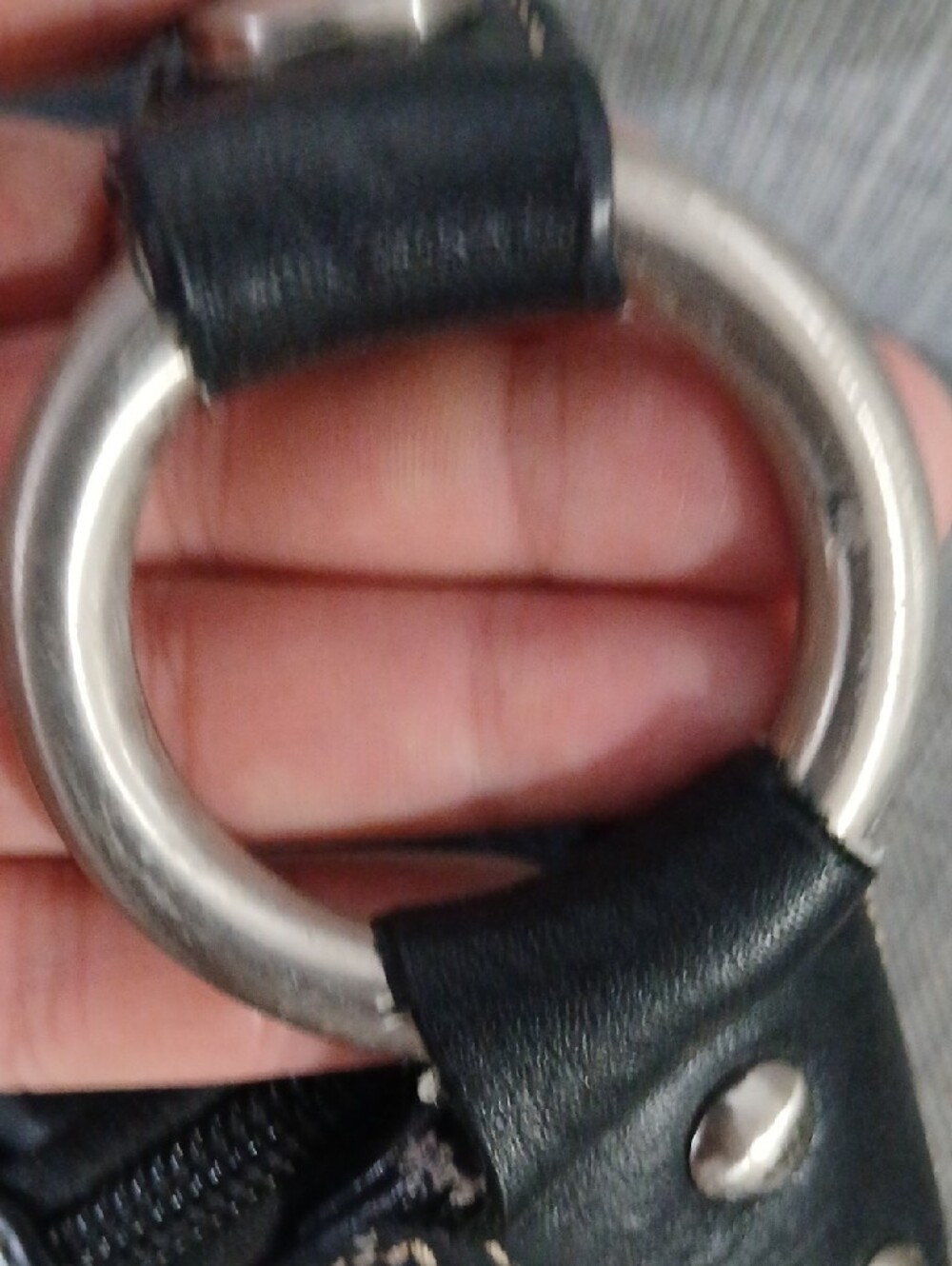 Black Shoulder Hobo Bag with Silver Ring Accent - Picture 12 of 14